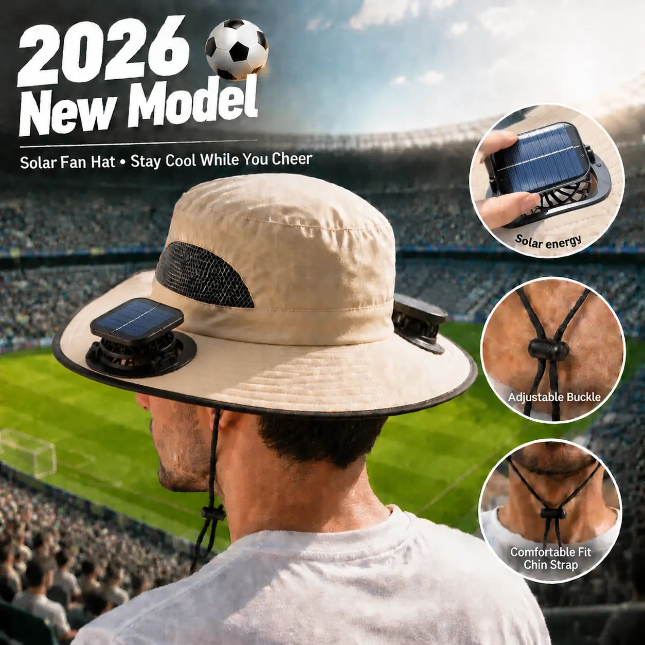 Solar Powered Outdoor Cooling Fan Hat - Image 4